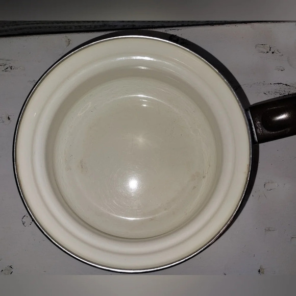 Sanko Ware Show Pans Vintage 80s Enameled Pot with Handle Orange Flower - Picture 2 of 3